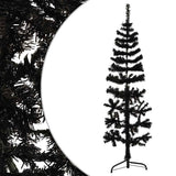 Slim Artificial Half Christmas Tree with Stand Black 150 cm - Side View