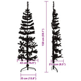 Slim Artificial Half Christmas Tree with Stand Black 150 cm - Extra Image