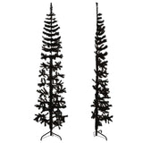 Slim Artificial Half Christmas Tree with Stand Black 180 cm - Top-Down View