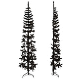 Slim Artificial Half Christmas Tree with Stand Black 210 cm - Side View
