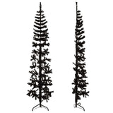 Slim Artificial Half Christmas Tree with Stand Black 240 cm - Top-Down View