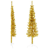 Slim Artificial Half Christmas Tree with Stand Gold 120 cm - Side View