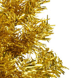 Slim Artificial Half Christmas Tree with Stand Gold 150 cm - Close-Up Angle