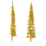 Slim Artificial Half Christmas Tree with Stand Gold 180 cm - Side View