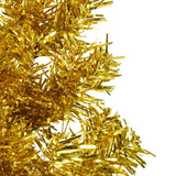 Slim Artificial Half Christmas Tree with Stand Gold 180 cm - Close-Up Angle