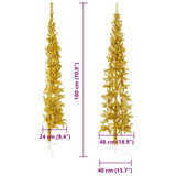 Slim Artificial Half Christmas Tree with Stand Gold 180 cm