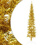 Slim Artificial Half Christmas Tree with Stand Gold 240 cm - Front View