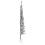 Slim Artificial Half Christmas Tree with Stand Silver 120 cm - Top-Down View