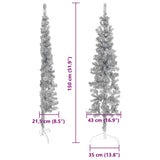 Slim Artificial Half Christmas Tree with Stand Silver 150 cm - Low Angle