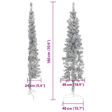Slim Artificial Half Christmas Tree with Stand Silver 180 cm - Extra Image