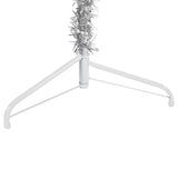 Slim Artificial Half Christmas Tree with Stand Silver 210 cm - Rear View