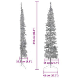 Slim Artificial Half Christmas Tree with Stand Silver 210 cm - Low Angle