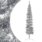 Slim Artificial Half Christmas Tree with Stand Silver 240 cm