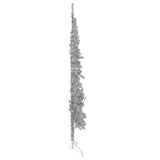 Slim Artificial Half Christmas Tree with Stand Silver 240 cm - Top-Down View