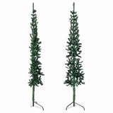 Slim Artificial Half Christmas Tree with Stand Green 120 cm - Top-Down View