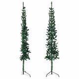 Slim Artificial Half Christmas Tree with Stand Green 150 cm - Top-Down View