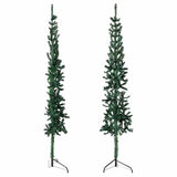 Slim Artificial Half Christmas Tree with Stand Green 180 cm - Side View