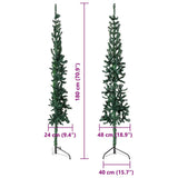 Slim Artificial Half Christmas Tree with Stand Green 180 cm - Low Angle