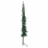 Slim Artificial Half Christmas Tree with Stand Green 210 cm - Front View