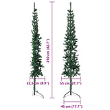Slim Artificial Half Christmas Tree with Stand Green 210 cm - Close-Up Angle