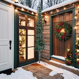 Slim Artificial Half Christmas Tree with Stand Green 240 cm - Front View