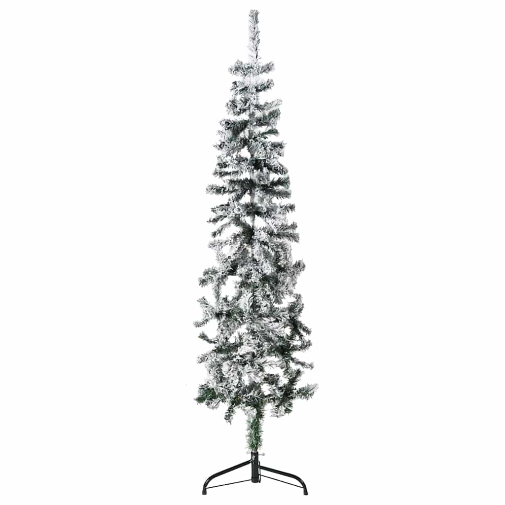 Slim Artificial Half Christmas Tree with Flocked Snow 120 cm