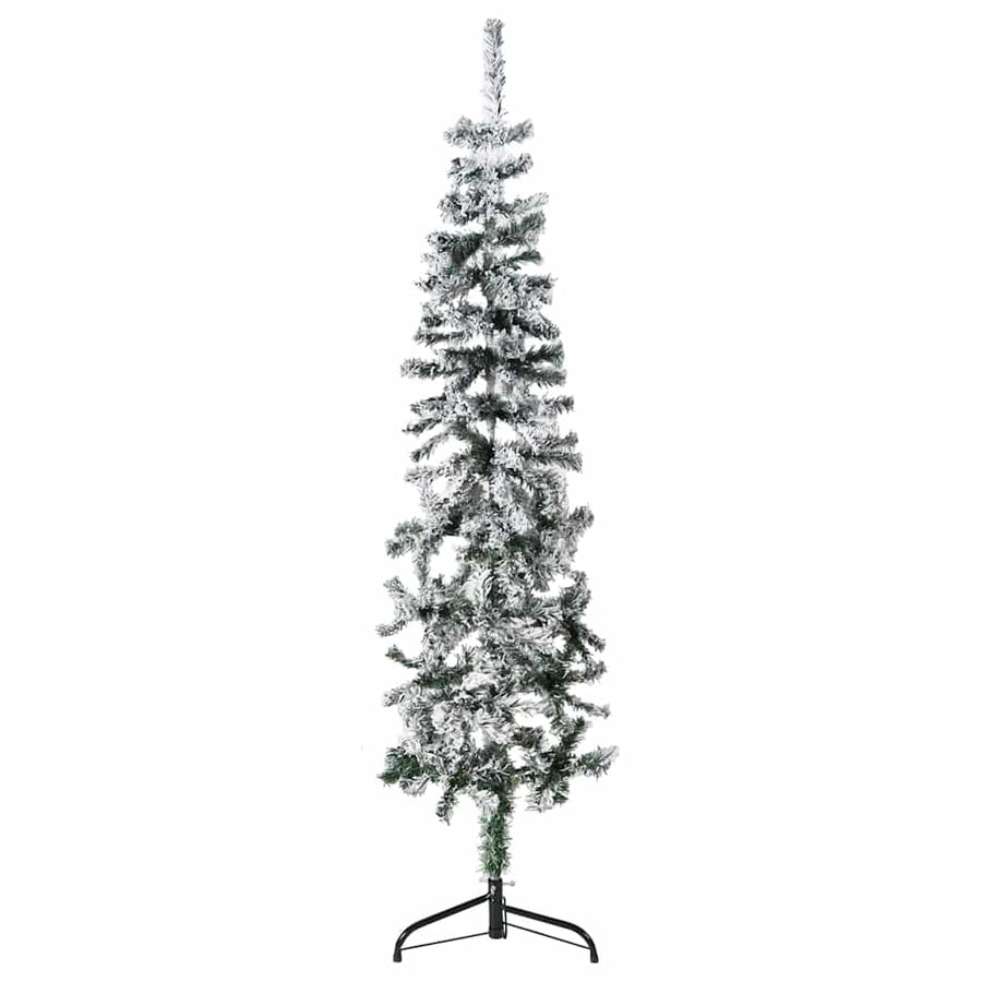 Slim Artificial Half Christmas Tree with Flocked Snow 120 cm
