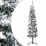 Slim Artificial Half Christmas Tree with Flocked Snow 120 cm - Side View