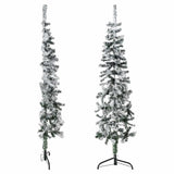 Slim Artificial Half Christmas Tree with Flocked Snow 120 cm - Top-Down View