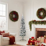 Slim Artificial Half Christmas Tree with Flocked Snow 150 cm