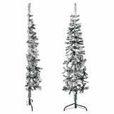 Slim Artificial Half Christmas Tree with Flocked Snow 150 cm - Top-Down View