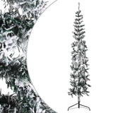 Slim Artificial Half Christmas Tree with Flocked Snow 180 cm - Side View
