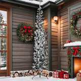 Slim Artificial Half Christmas Tree with Flocked Snow 210 cm