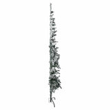 Slim Artificial Half Christmas Tree with Flocked Snow 210 cm - Side View