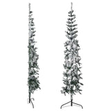 Slim Artificial Half Christmas Tree with Flocked Snow 210 cm - Top-Down View