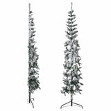 Slim Artificial Half Christmas Tree with Flocked Snow 240 cm - Top-Down View