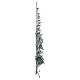 Slim Artificial Half Christmas Tree with Flocked Snow 240 cm - 45-Degree Angle