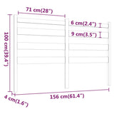 Bed Headboard White 156 cm Solid Wood Pine - Rear View