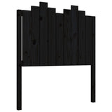 Bed Headboard Black 96 cm Solid Wood Pine - Front View