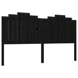 Bed Headboard Black 186 cm Solid Wood Pine - Front View