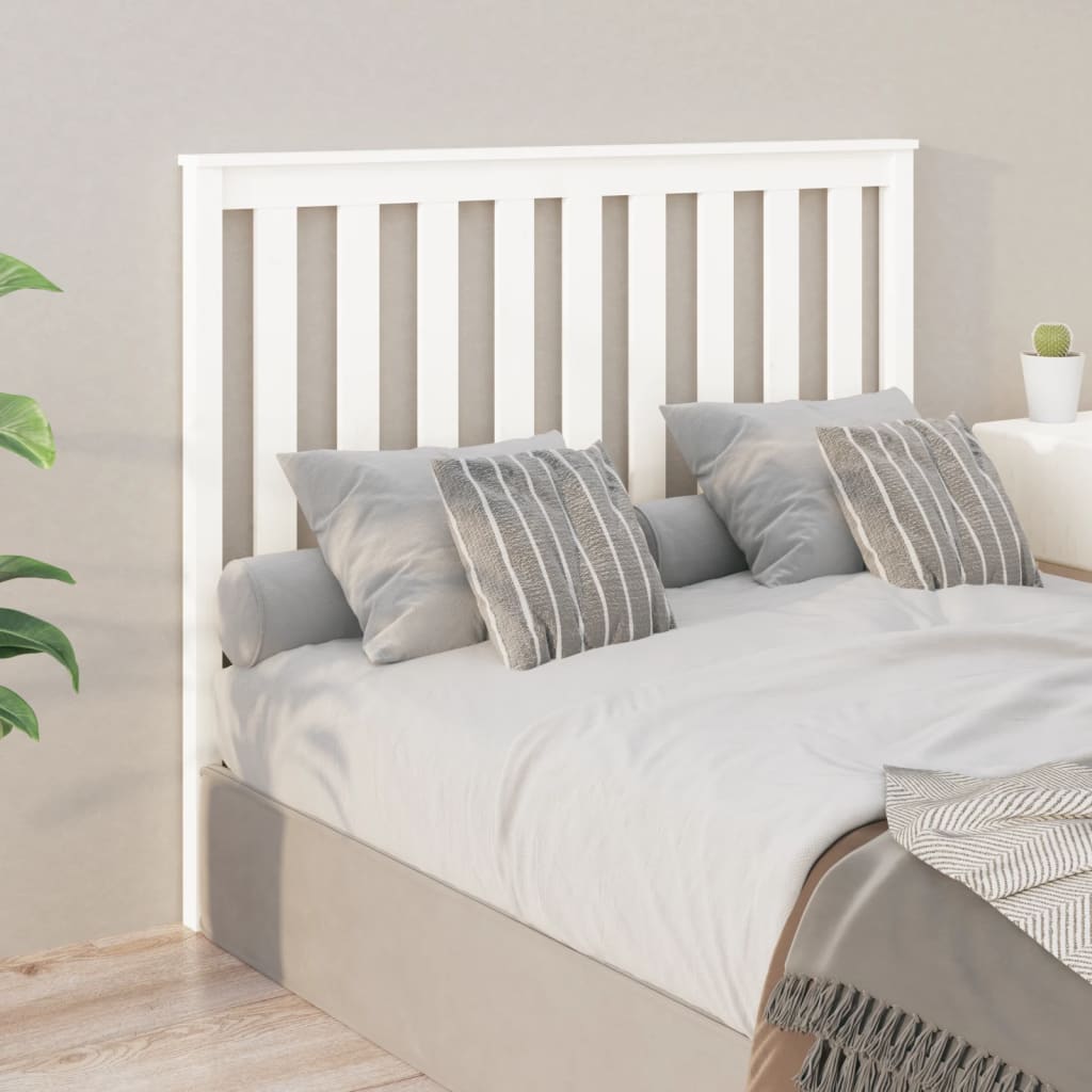 Bed Headboard White 141x6x101 cm Solid Wood Pine