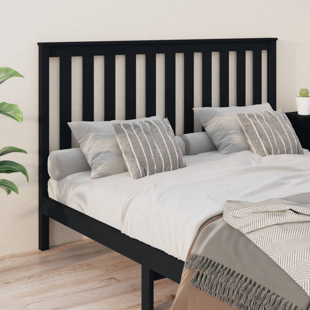 Bed Headboard Black 156x6x101 cm Solid Wood Pine