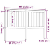 Bed Headboard Black 156x6x101 cm Solid Wood Pine - Rear View