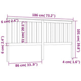 Bed Headboard White 186x6x101 cm Solid Wood Pine - Rear View