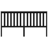 Bed Headboard Black 186 cm Solid Wood Pine - Side View