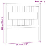 Bed Headboard Black 95.5 cm Solid Wood Pine