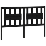 Bed Headboard Black 140.5 cm Solid Wood Pine - Front View