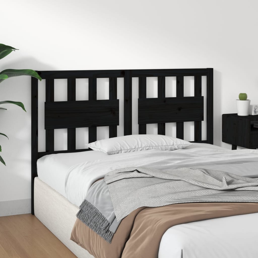 Bed Headboard Black 140.5 cm Solid Wood Pine