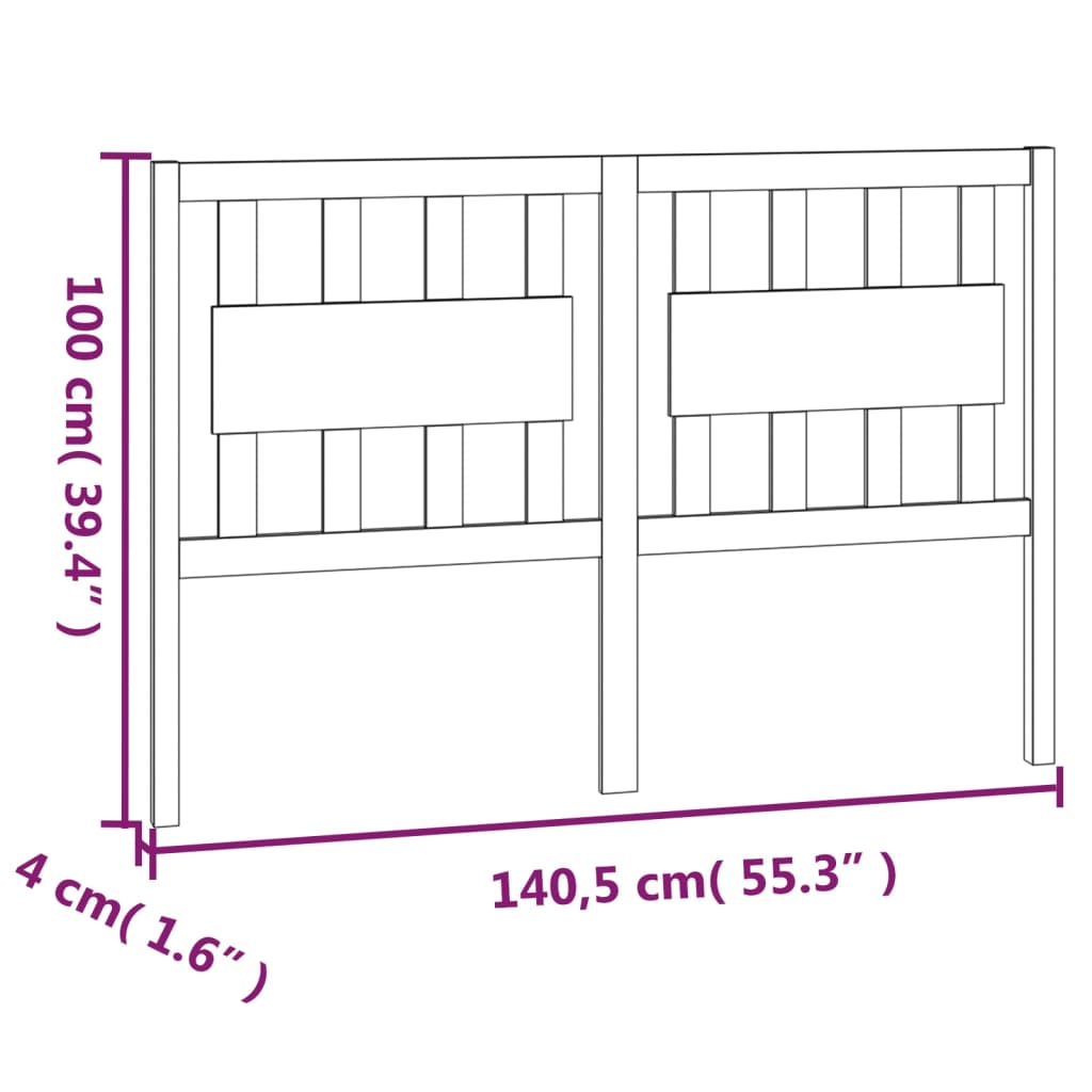 Bed Headboard Black 140.5 cm Solid Wood Pine