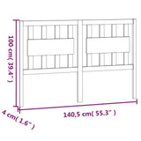 Bed Headboard Black 140.5 cm Solid Wood Pine